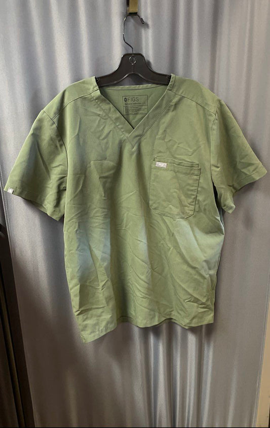 FIGS Men's Leon Green Technical Collection V-Neck Three-Pocket Scrub Top Sz L