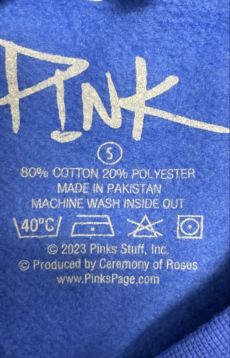 P!nk Women's Royal Blue Graphic Crewneck Sweatshirt Official Merch Size S