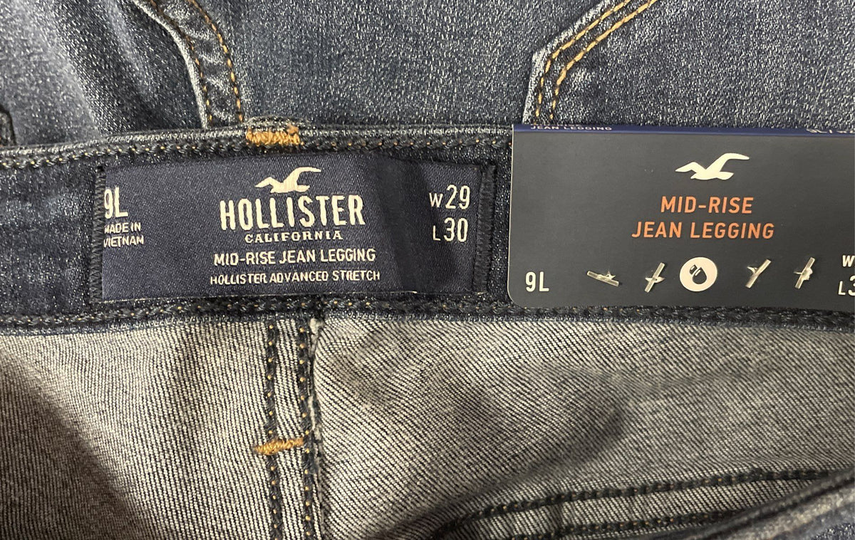 Hollister Women's Mid-Rise Jean Legging Dark Blue Advanced Stretch NWT Sz 9L