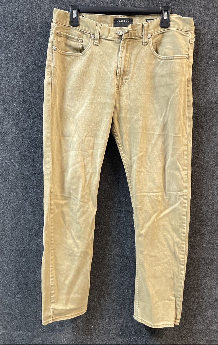Pacsun Men's Slim Fit Pants Tan Khaki 5-Pocket Cotton Blend 34x32