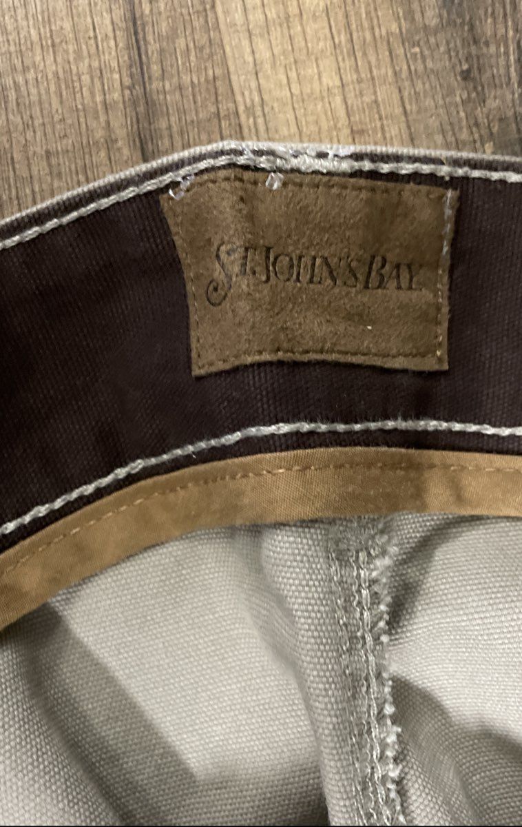 St. John's Bay Men's Khaki Ridge Line Cargo Pants Flat Front 48x30 NWT