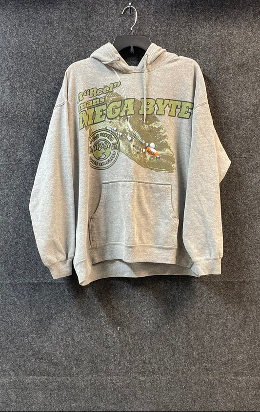 Field & Stream Men's Gray Mega Byte Fishing Graphic Pullover Hoodie Sz XL