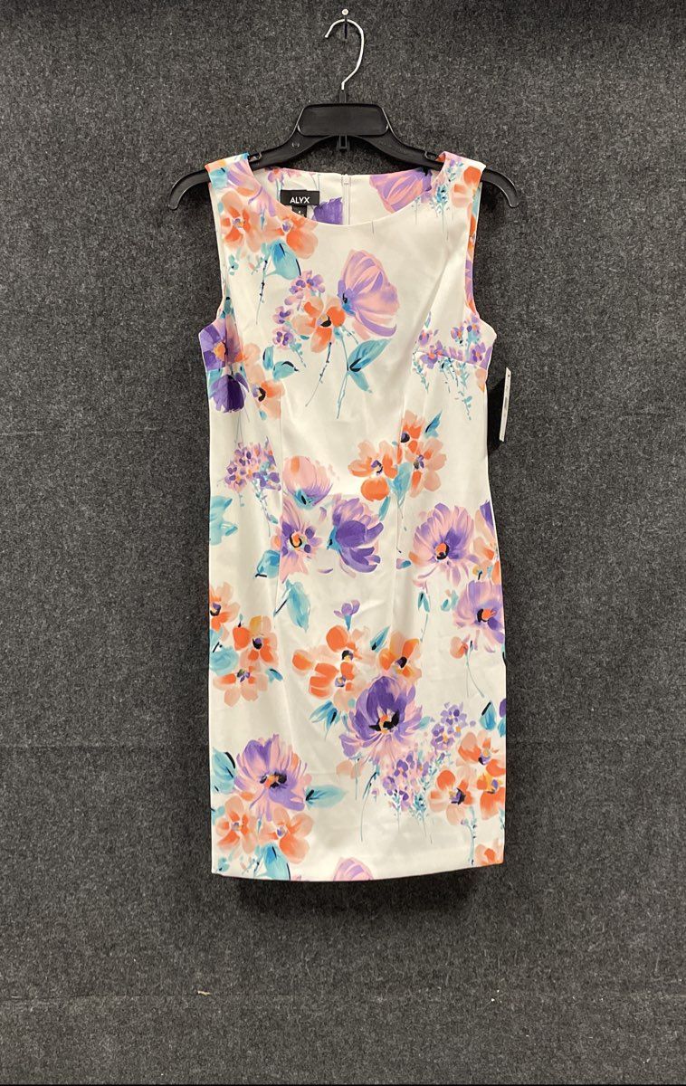 ALYX Women's Sleeveless Floral Sheath Dress White Purple Orange NWT Sz 4