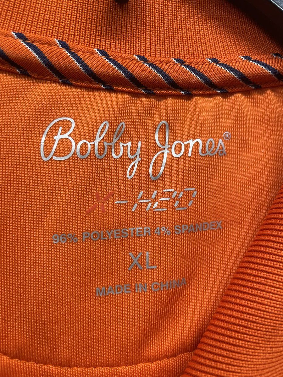 Bobby Jones Men's X-H2O Polo Shirt Orange Striped Performance Golf Sz XL