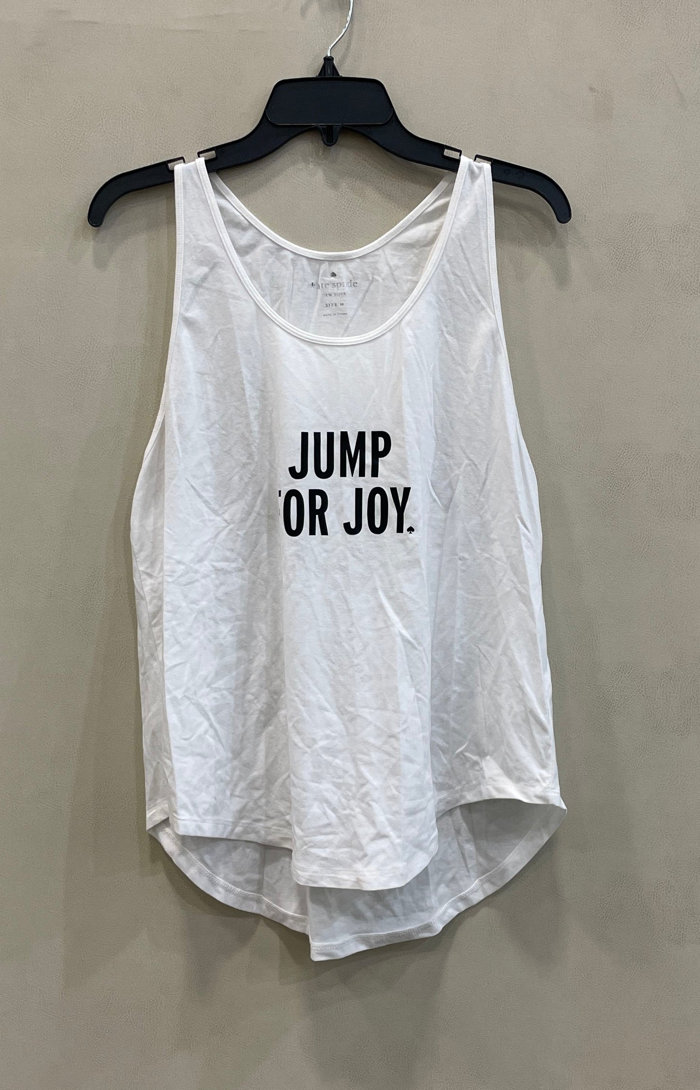 Kate Spade New York Women's White Jump For Joy Graphic Racerback Tank Top Sz M