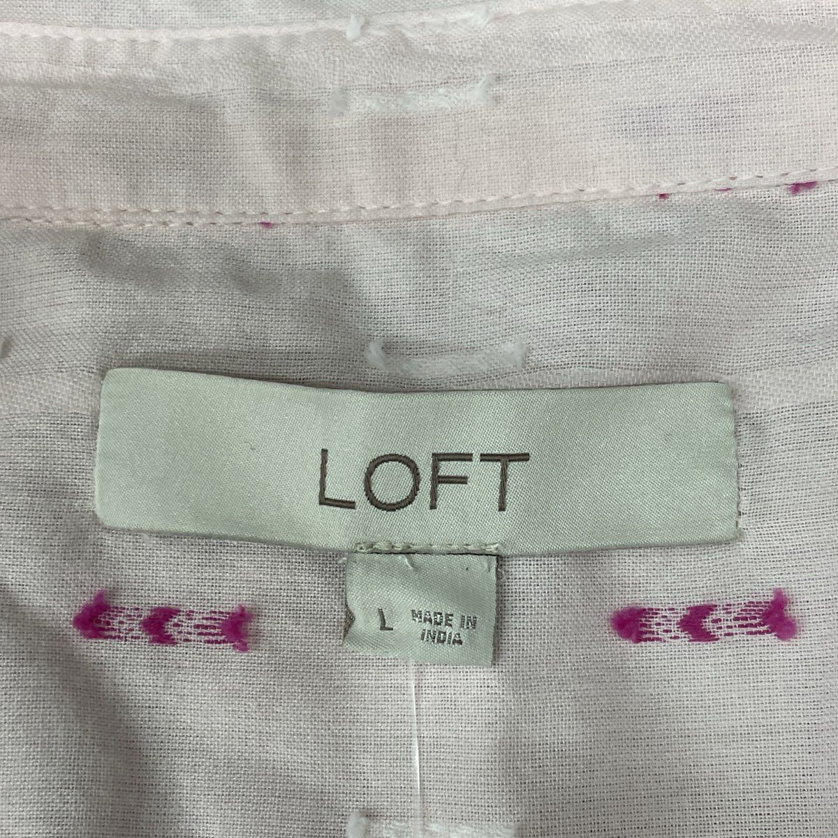LOFT Women's Pink Embroidered Swiss Dot Button Down Blouse Shirt NWT Sz L