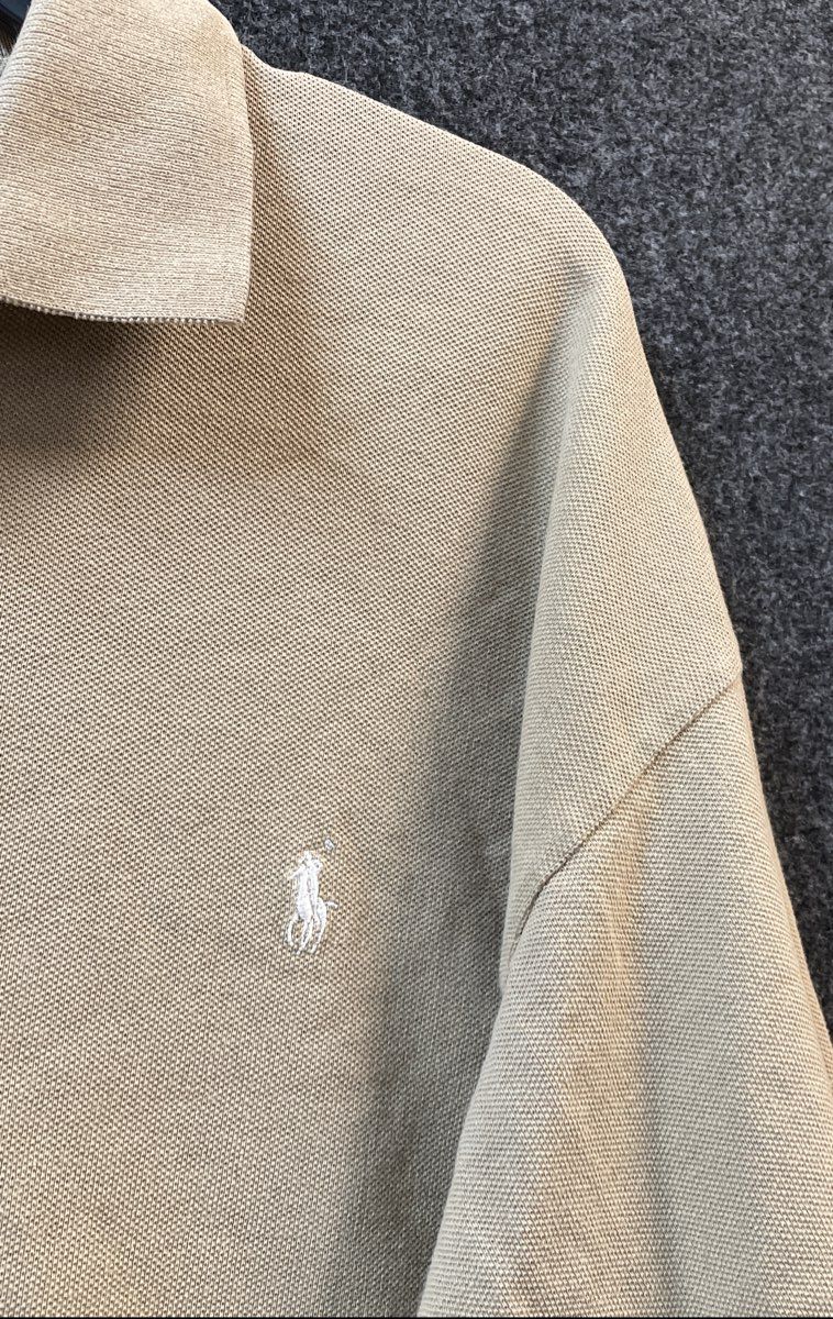 Vintage 90s Polo Ralph Lauren Men's Tan Pique Polo Shirt Made in USA Sz XL