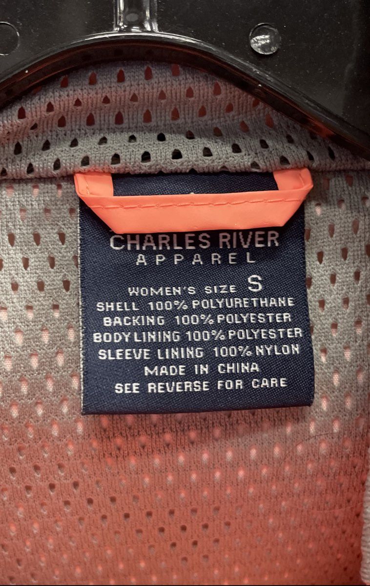 Charles River Apparel Women's Rain Jacket Salmon Hooded Reflective Sz S