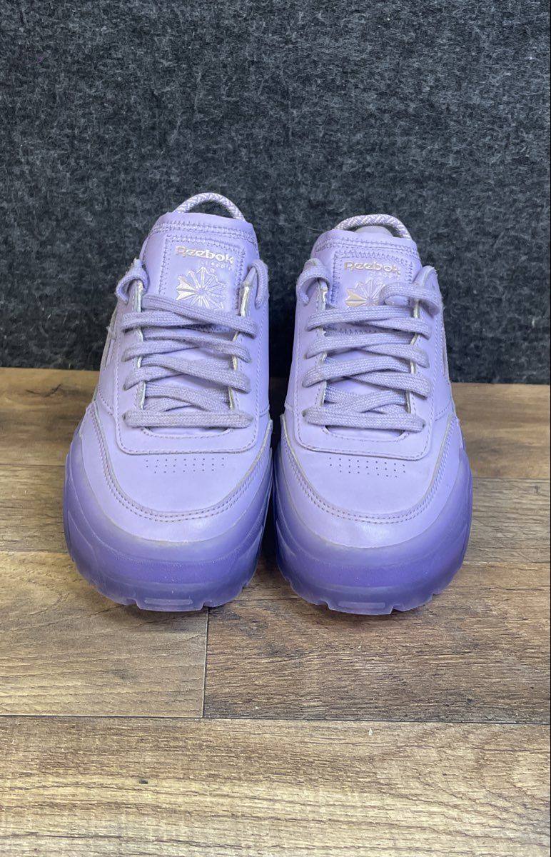 Reebok Club C Cardi B Digital Glow Purple Platform Sneakers Size 4.5