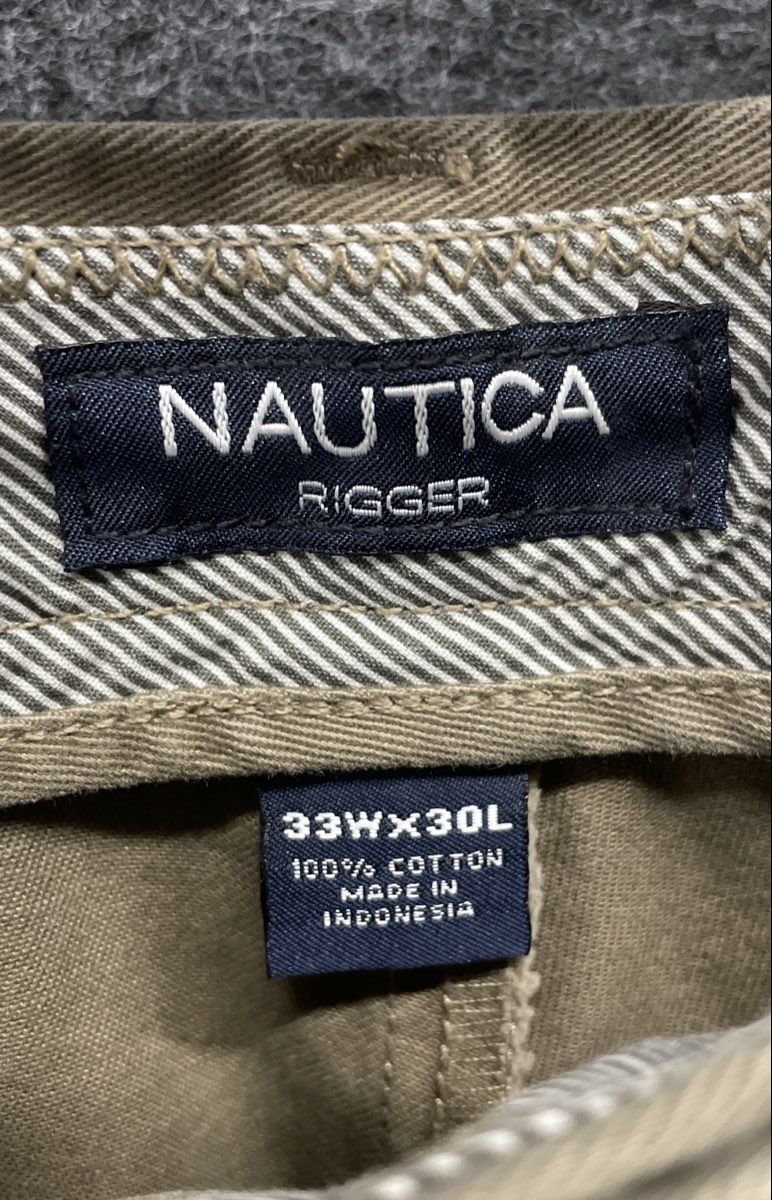 Nautica Men's Rigger Brown Pleated Cotton Cuffed Pants Size 33x30