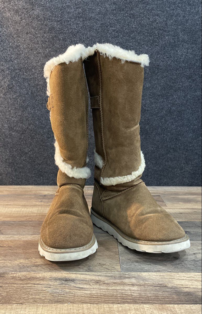 Bearpaw Hickory Suede Tall Faux Fur Lined Winter Boots Women's Size 7