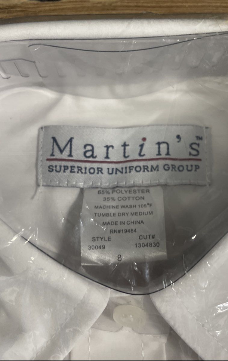 Martin's Women's 2 Shirt & 2 Pants Uniform Set White Oxford Gray Sz 8 NWT