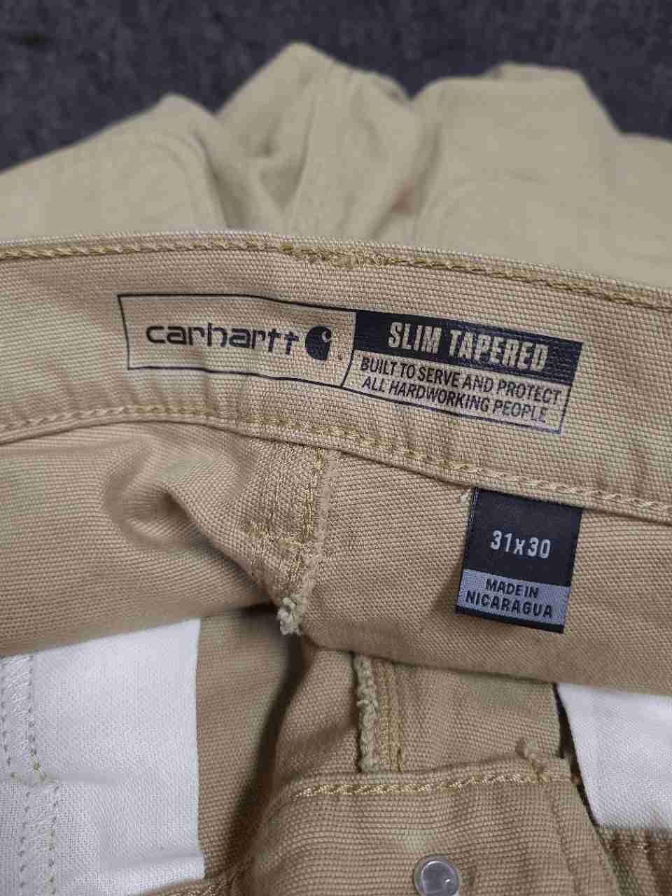 Carhartt Men's Slim Tapered Work Pants Tan Khaki Stretch Canvas Sz 31x30