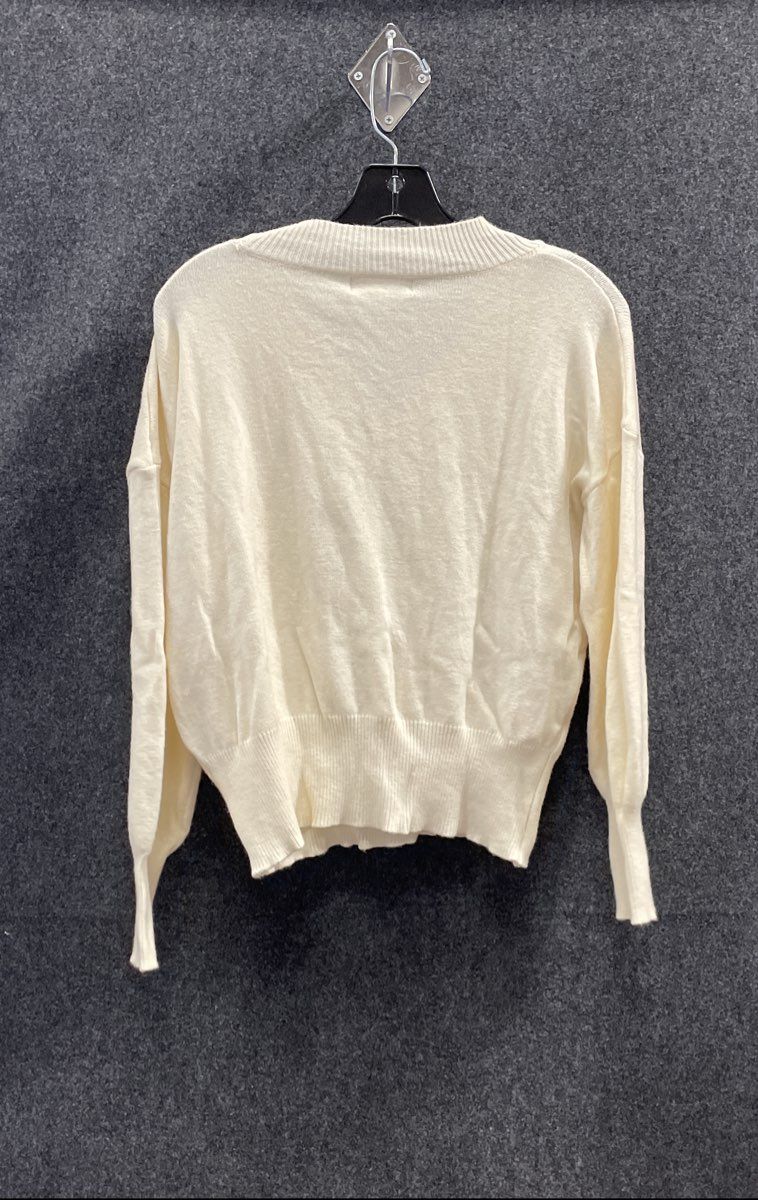 Philosophy Women's Cream V-Neck Drop Shoulder Ribbed Knit Sweater Sz S