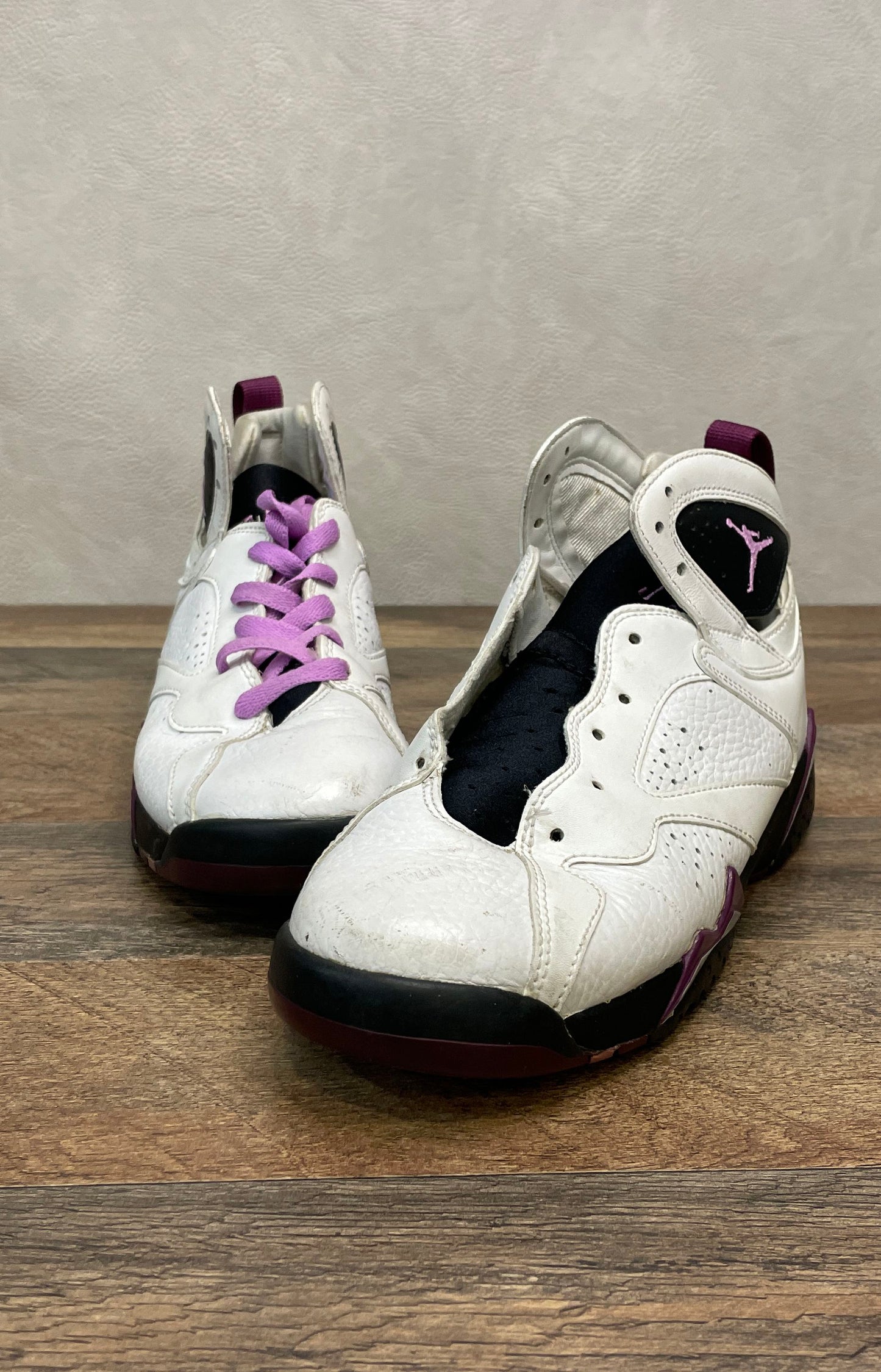 Nike Air Jordan 7 Retro GG Mulberry White Black Basketball Sneakers Size 7Y