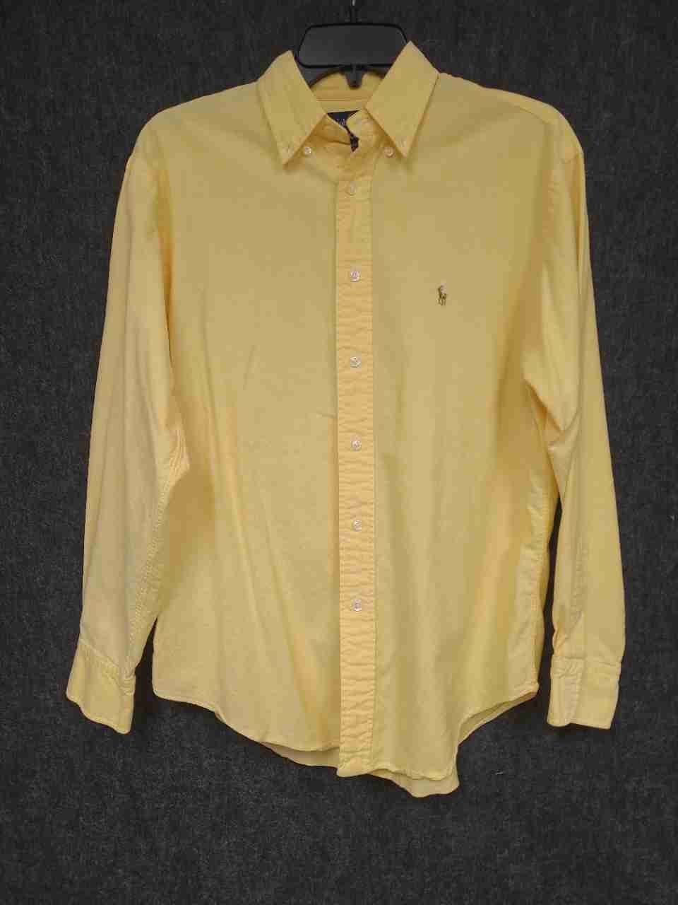 Ralph Lauren Boys' Yellow Long Sleeve Cotton Button Down Shirt Pony Logo Sz 8