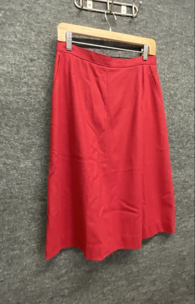 Vintage 80s Koret Women's Red A-Line Pocket Midi Skirt Sz 14 ILGWU