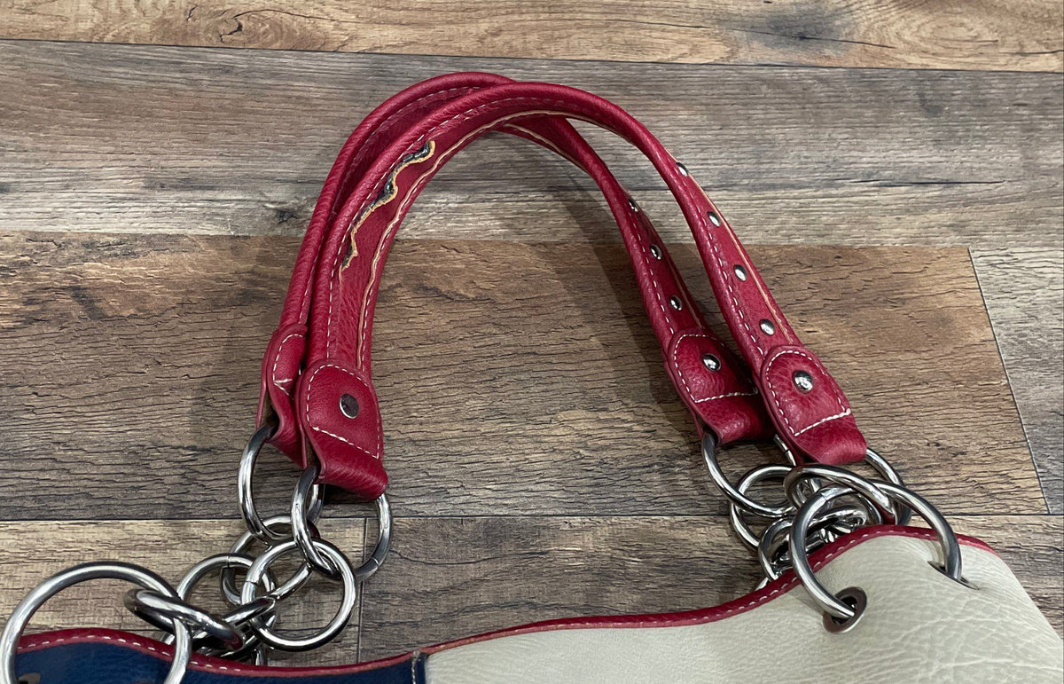 Texas Lone Star Red White Blue Leather Western Shoulder Bag Rhinestone Satchel