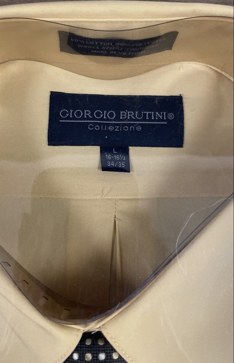 Giorgio Brutini Men's Yellow Dress Shirt Tie Box Set Sz L 16-16.5 34/35 NWT