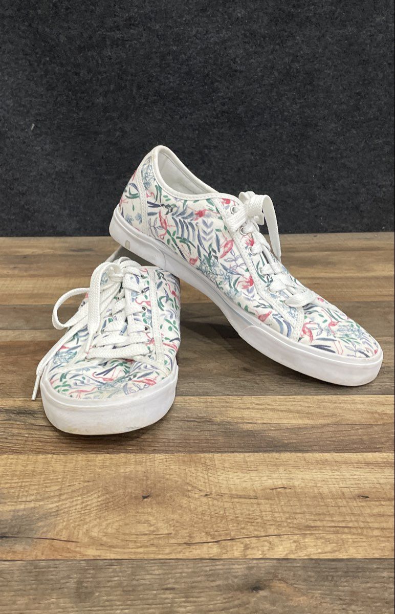 K-Swiss Kaysen Low White Floral Flamingo Print Canvas Sneakers Women's Size 11