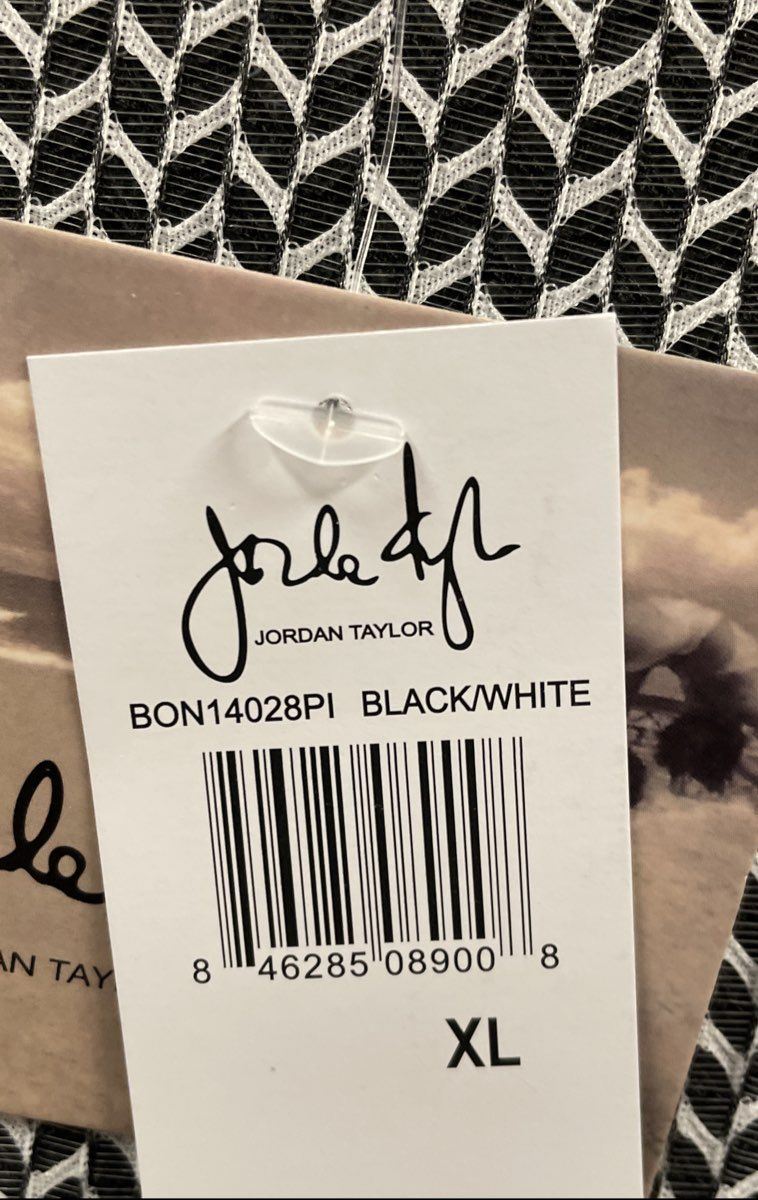 Jordan Taylor Women's Black White Chevron Mesh Tunic Dress V-Neck NWT Sz XL
