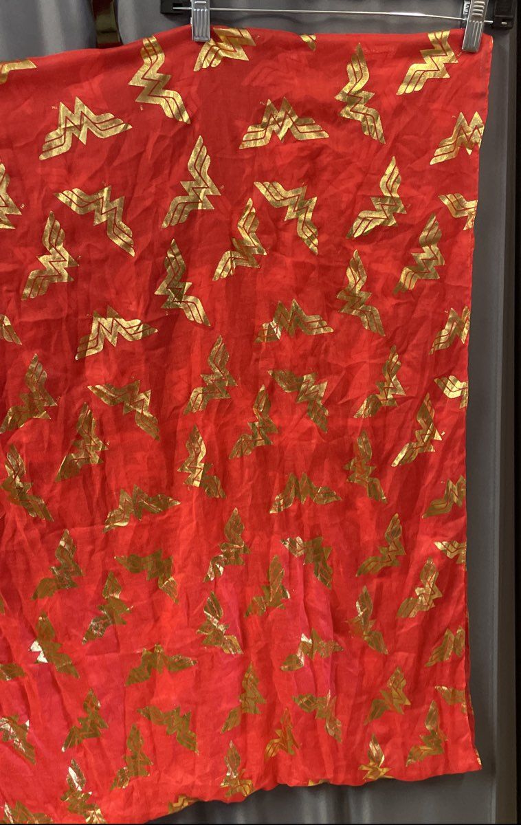 Bioworld Women's Wonder Woman Red Gold Metallic Logo Sheer Scarf OSFM