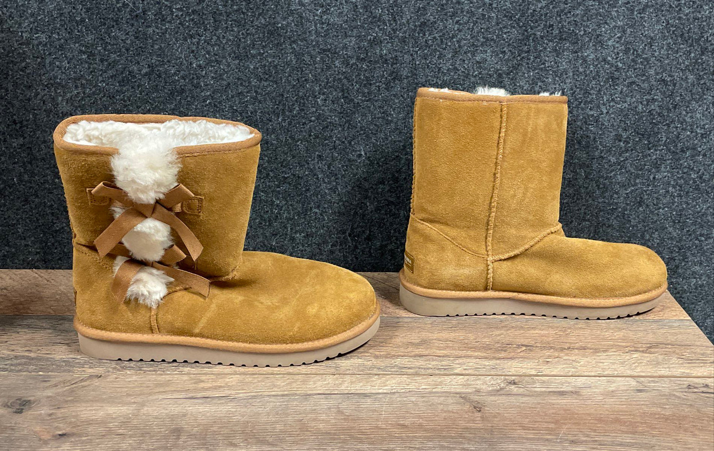Koolaburra Victoria Short Chestnut Suede Bow Boots Women's Size 9
