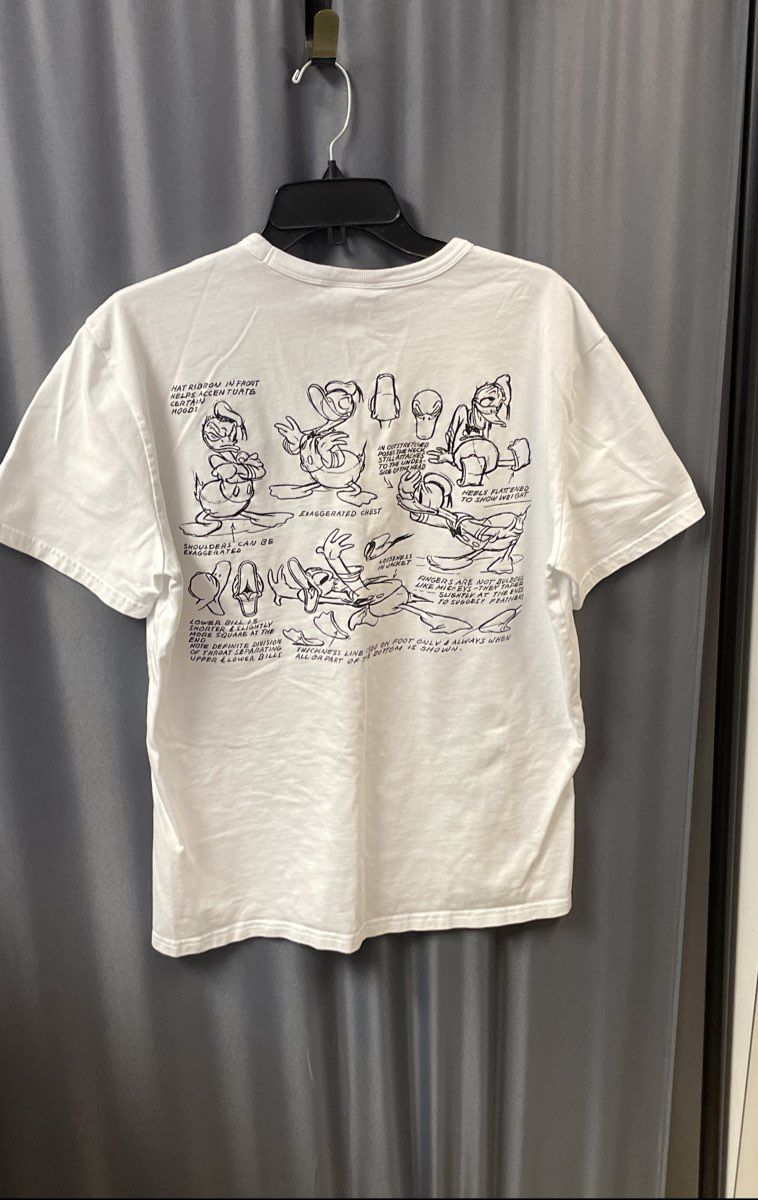 Champion Men's White Donald Duck Embroidered Model Sheet T-Shirt Sz L