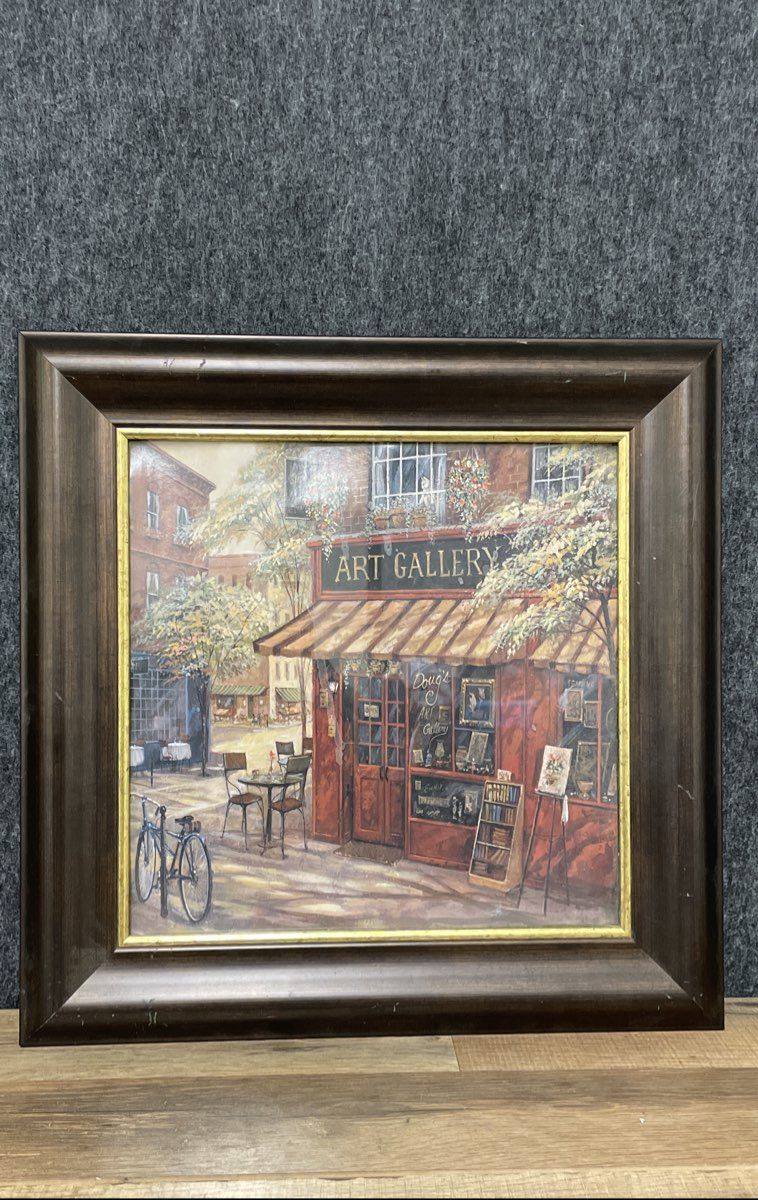 Ruane Manning "Doug's Art Gallery" Print Signed European Street Scene Framed Art