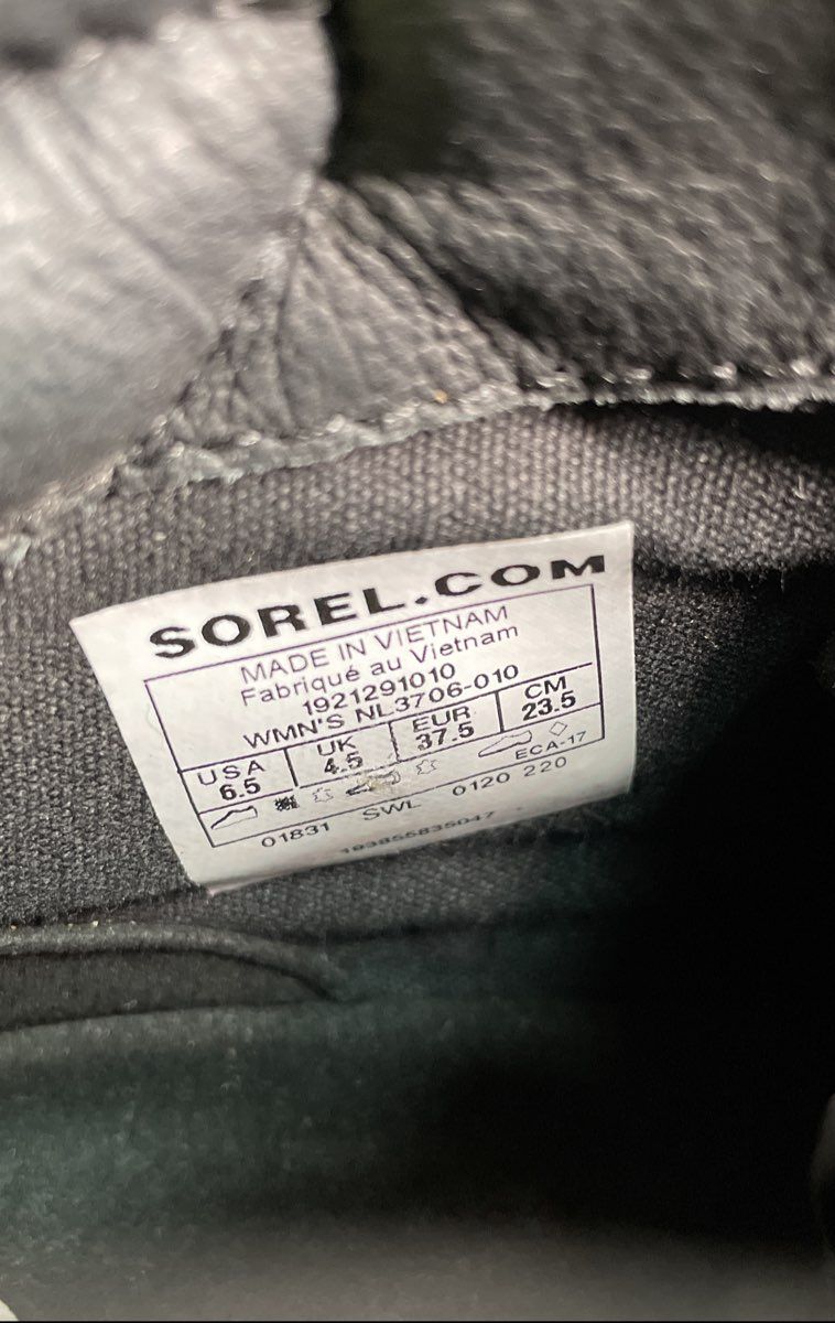 Sorel Lennox Hiker Waterproof Black Leather Women's Boots Size 6.5