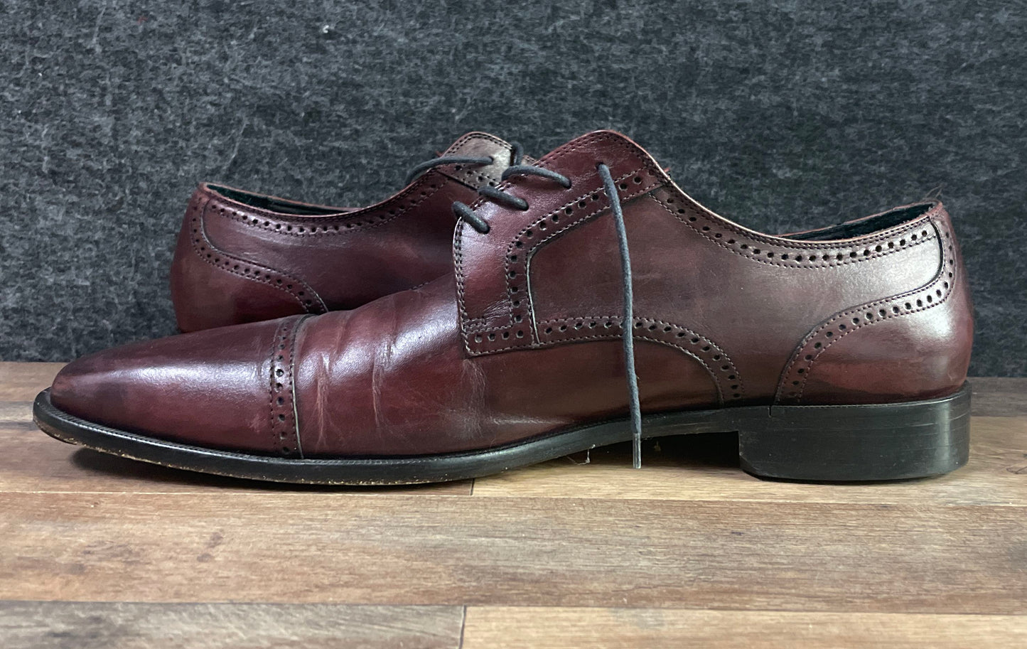 Broletto Dark Brown Leather Cap Toe Brogue Derby Dress Shoes Size 12 M