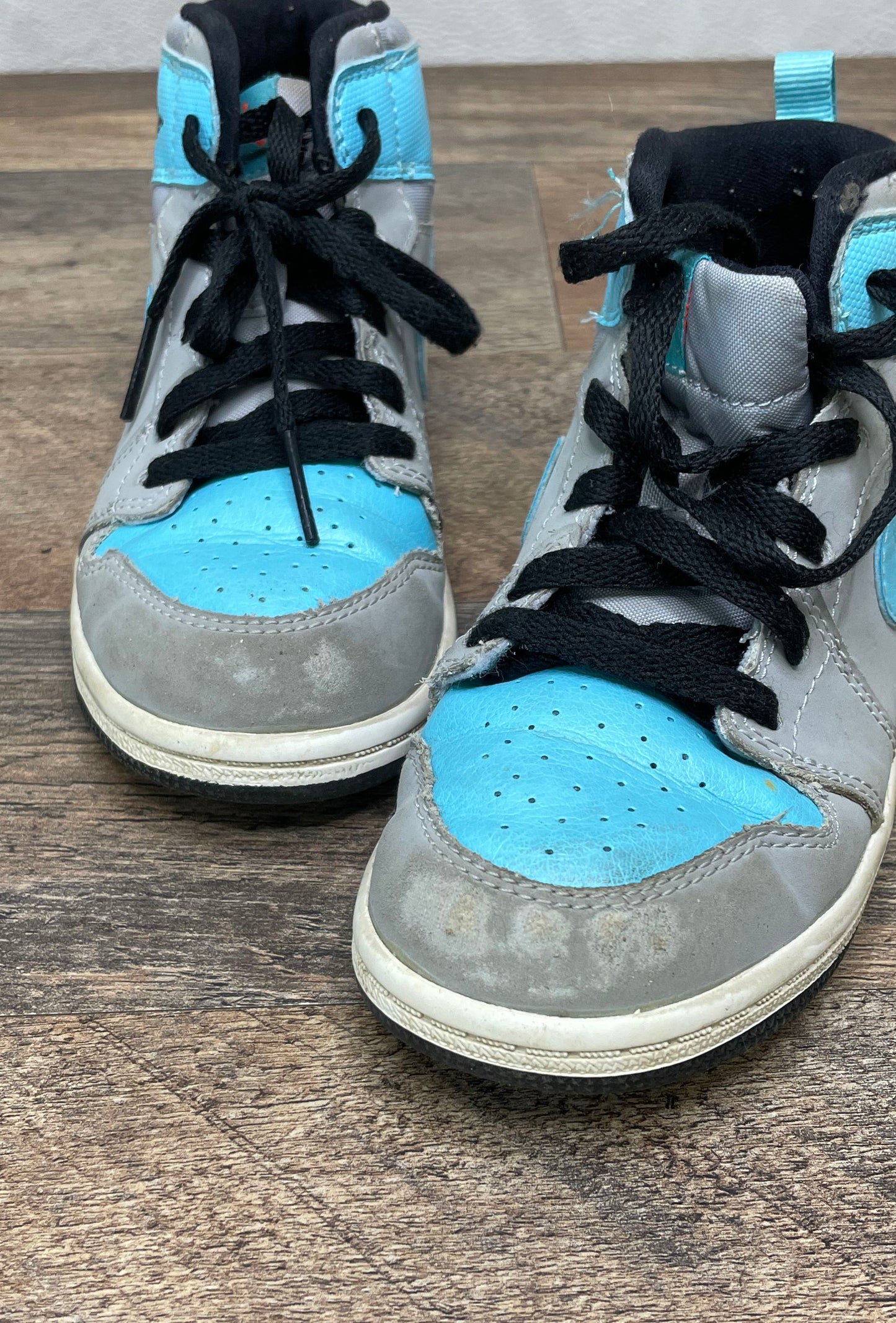 Nike Air Jordan 1 Mid BT Wolf Grey Sport Blue Toddler Sneakers Size 10C
