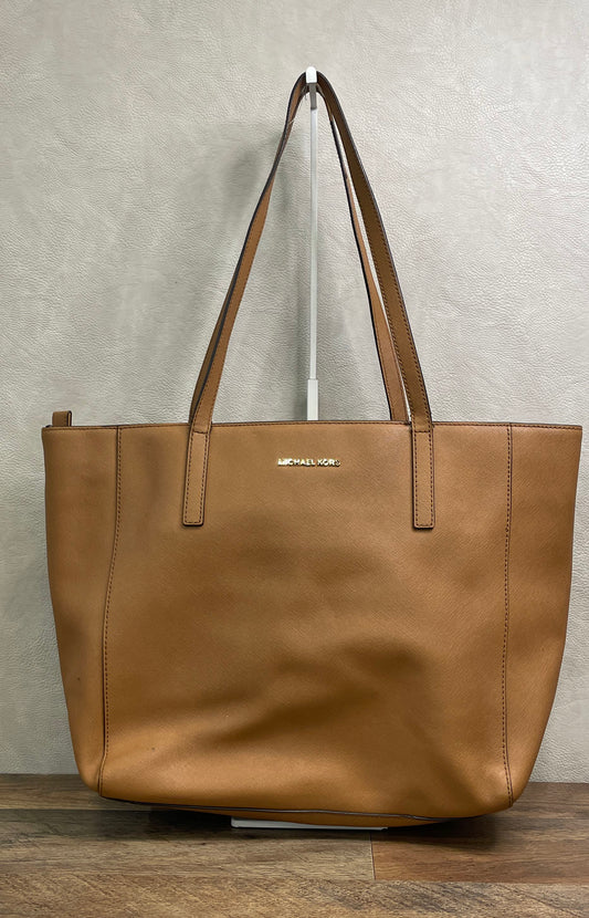 Michael Kors Tan Saffiano Leather Tote Bag Gold Hardware Large
