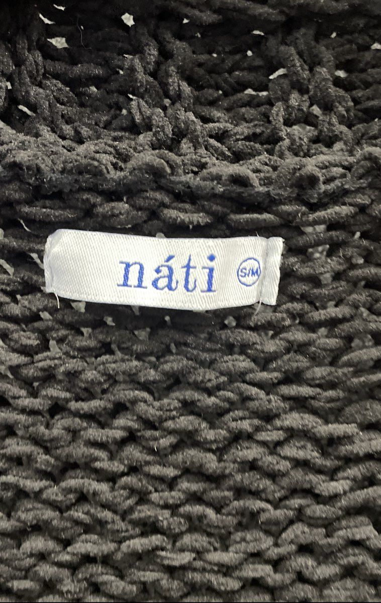 Nati Women's Black Chunky Knit Open Front Cardigan Sweater Sz S/M