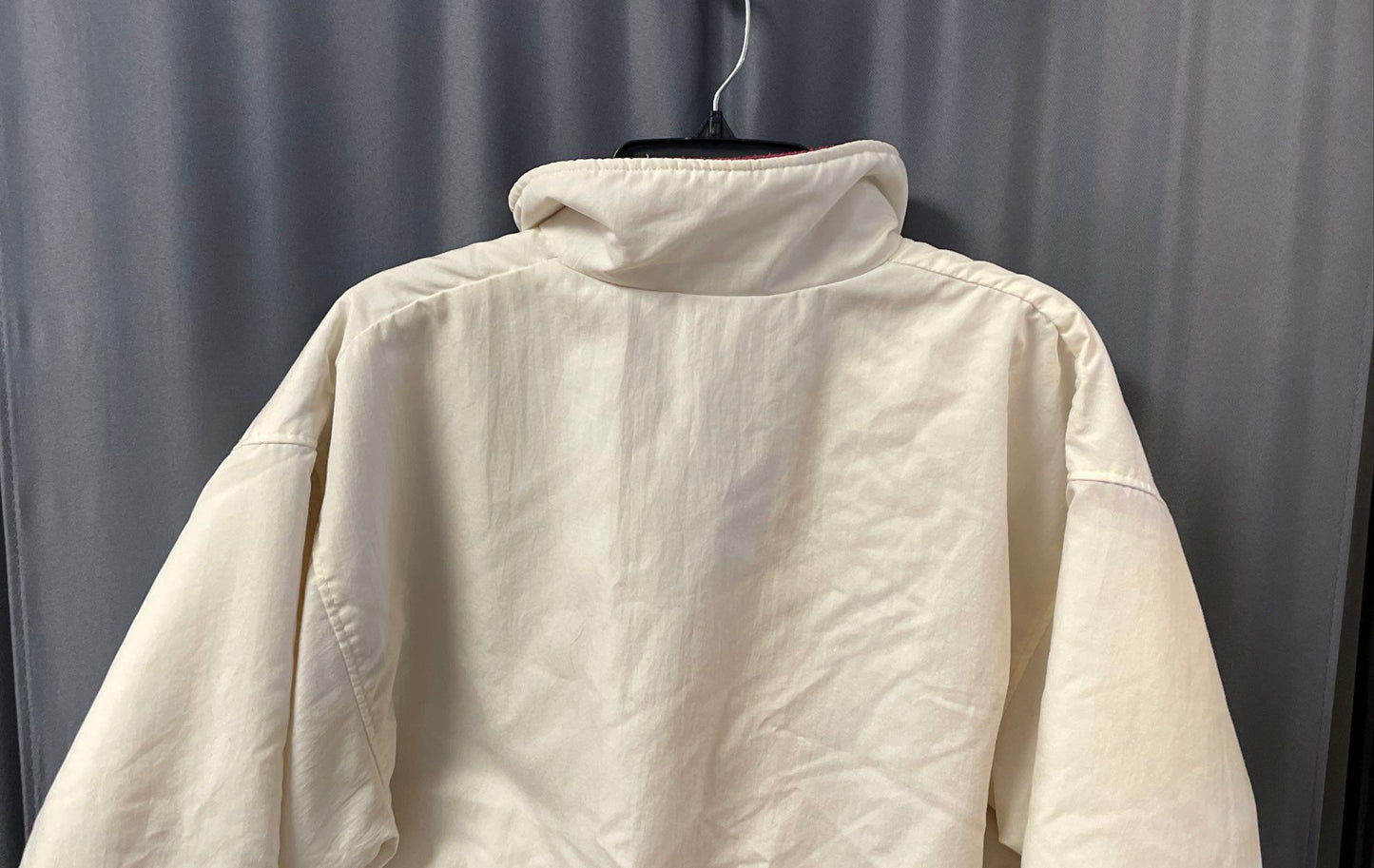 Vintage 90s Woolrich Woman White Pink Fleece Lined Bomber Jacket Made USA Sz M