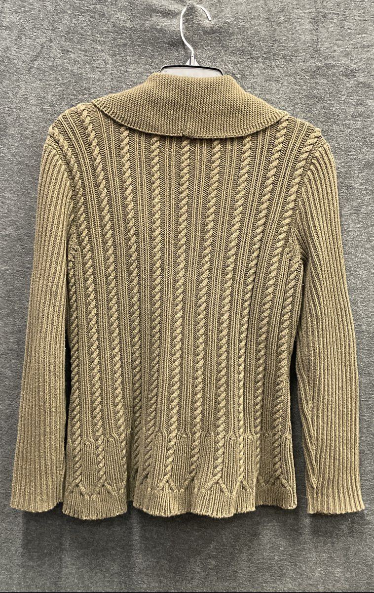 Lauren Ralph Lauren Women's Olive Green Cable Knit Cotton Cardigan Sweater Size