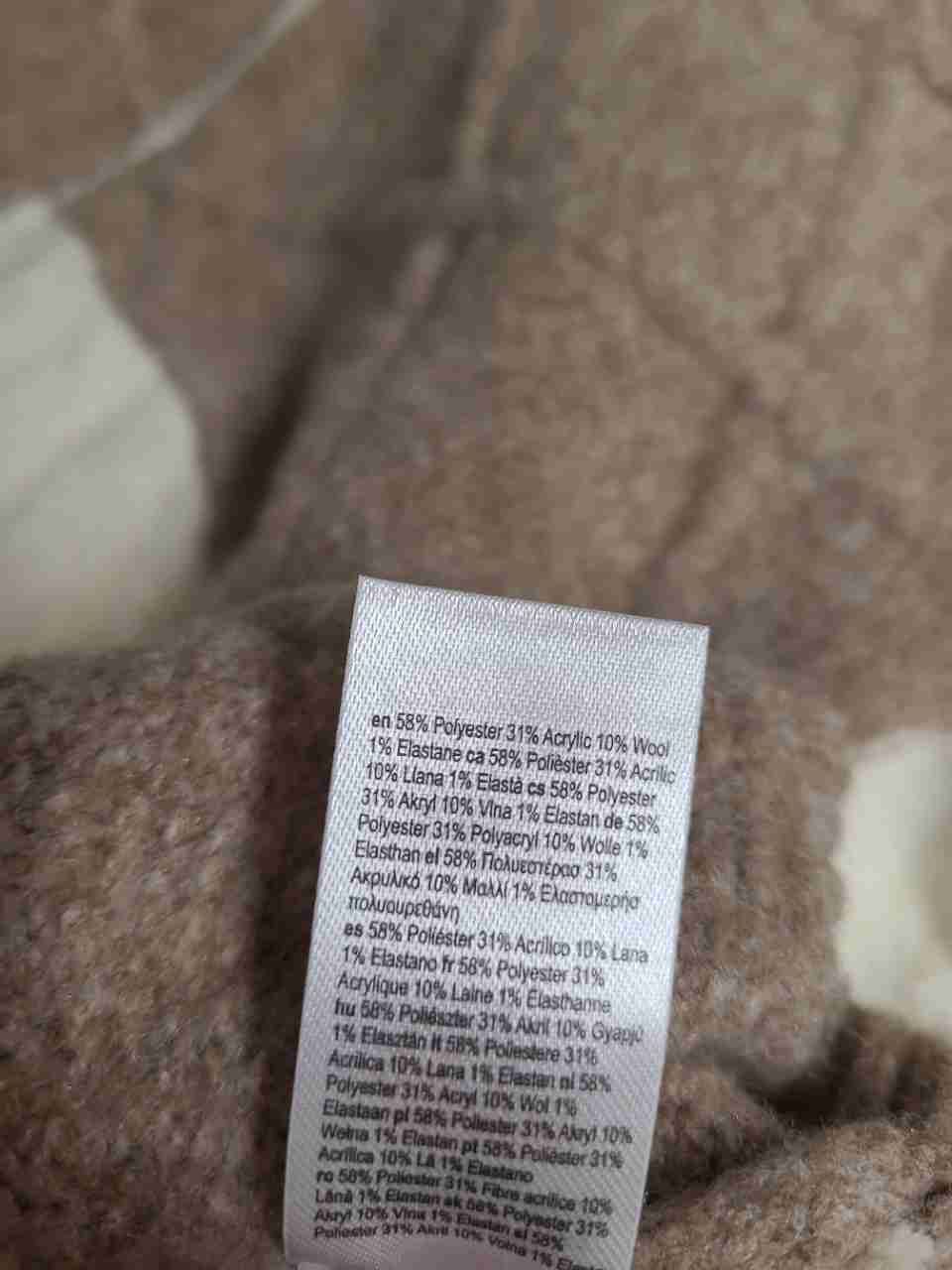 Primark Women's Beige Cream Patchwork Cable Knit Mock Neck Sweater Sz S NWT