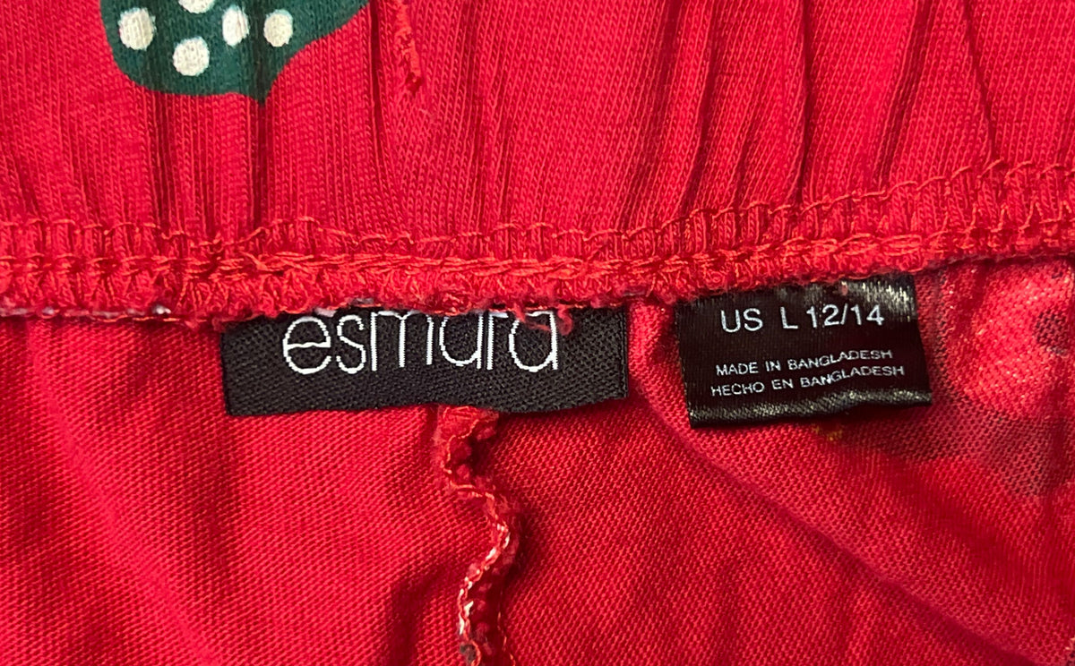 Esmara Women's Red Christmas Holiday Pajama Set Snowman Santa 2-Piece Sz M 8/10