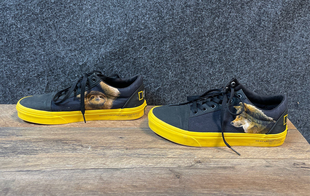Vans National Geographic Old Skool Animal Prints Black Yellow Men 6 Wmn 7.5 DS