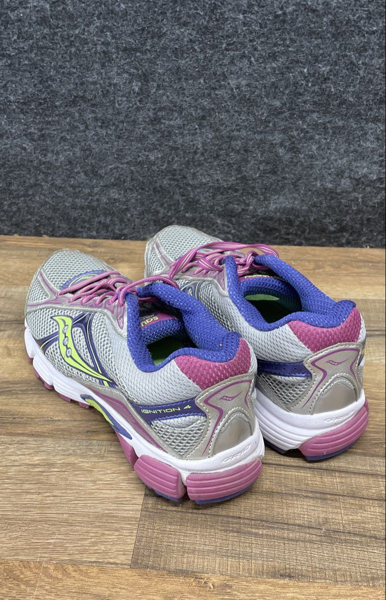 Saucony Ignition 4 Grey Purple Lime Women's Running Shoes Size 8