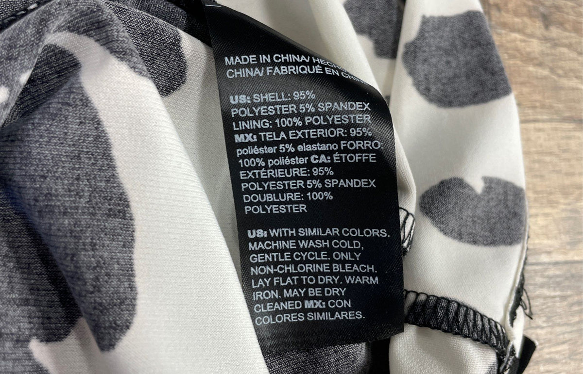 White House Black Market Women's Twist Front Dress Black White Abstract Sz 0