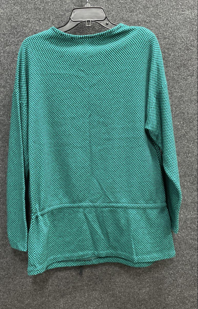 Vintage 90s Alyssa Anne Women's Green Black Checkered Drawstring Tunic Top Sz 14