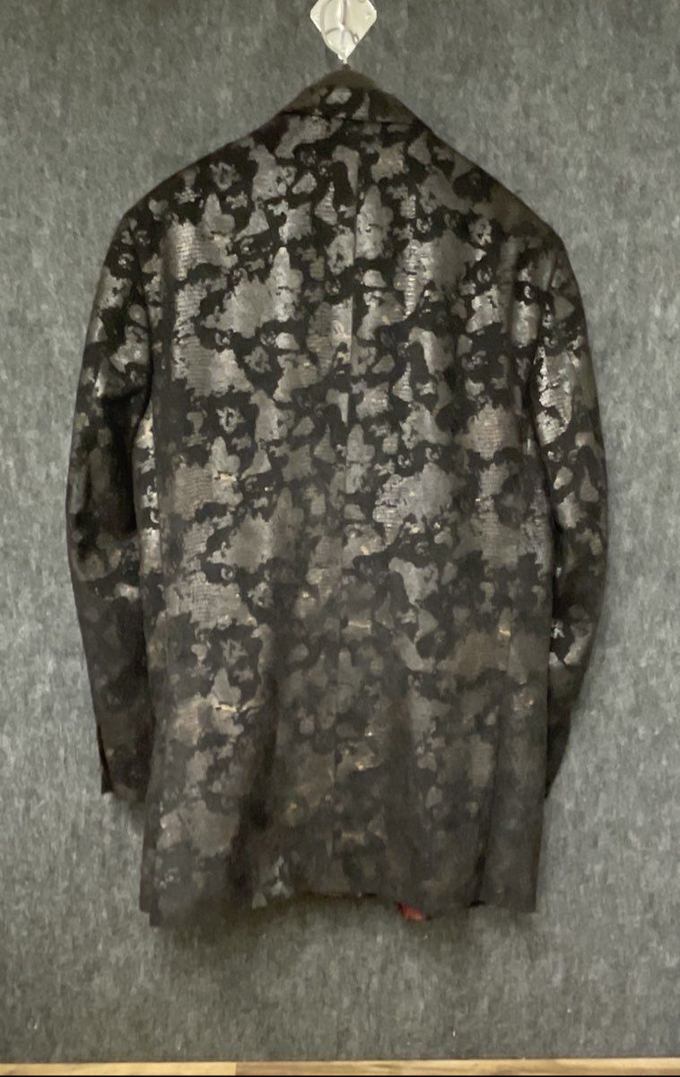 Falcone Men's Black Metallic Reptile Pattern Two Button Blazer Sport Coat 42L