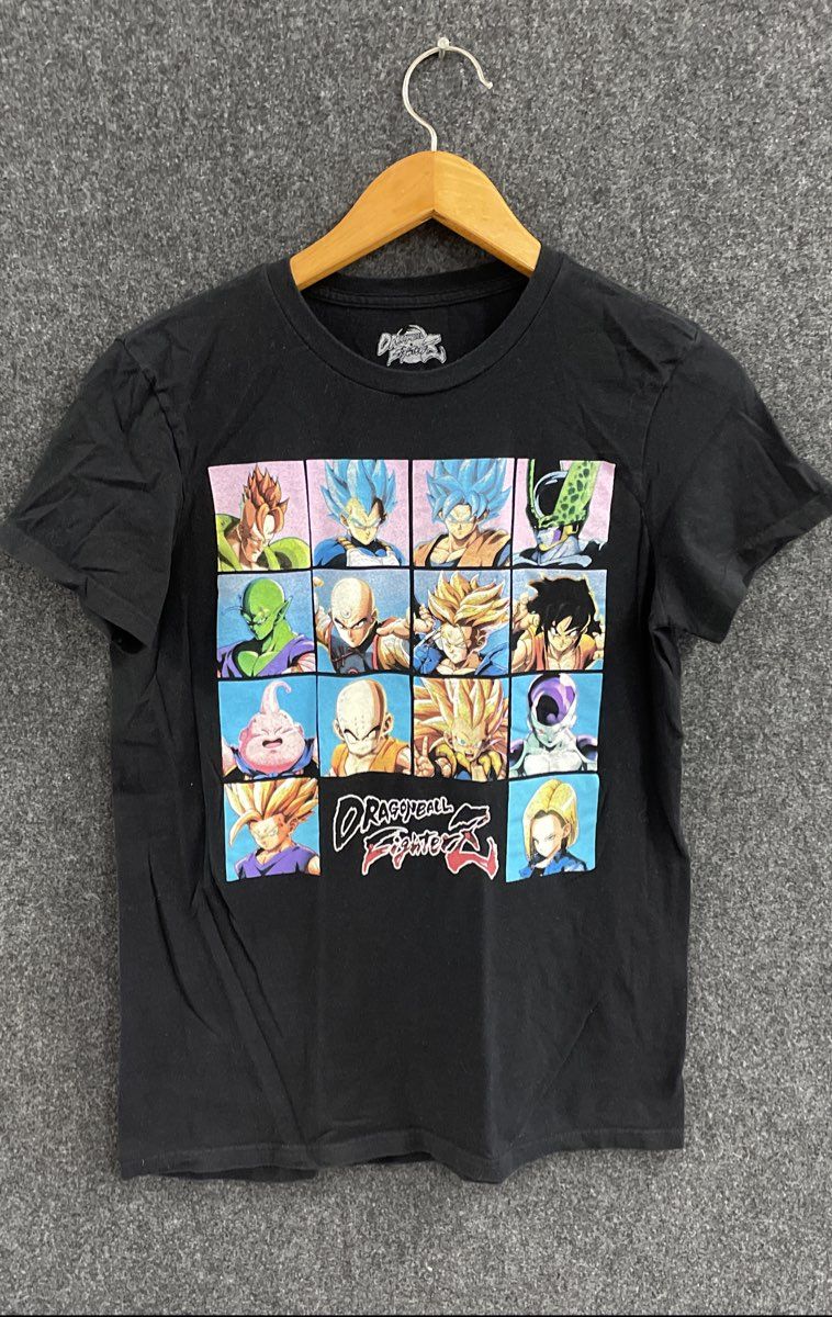Dragon Ball FighterZ Men's Black Character Grid Graphic Cotton T-Shirt Sz S