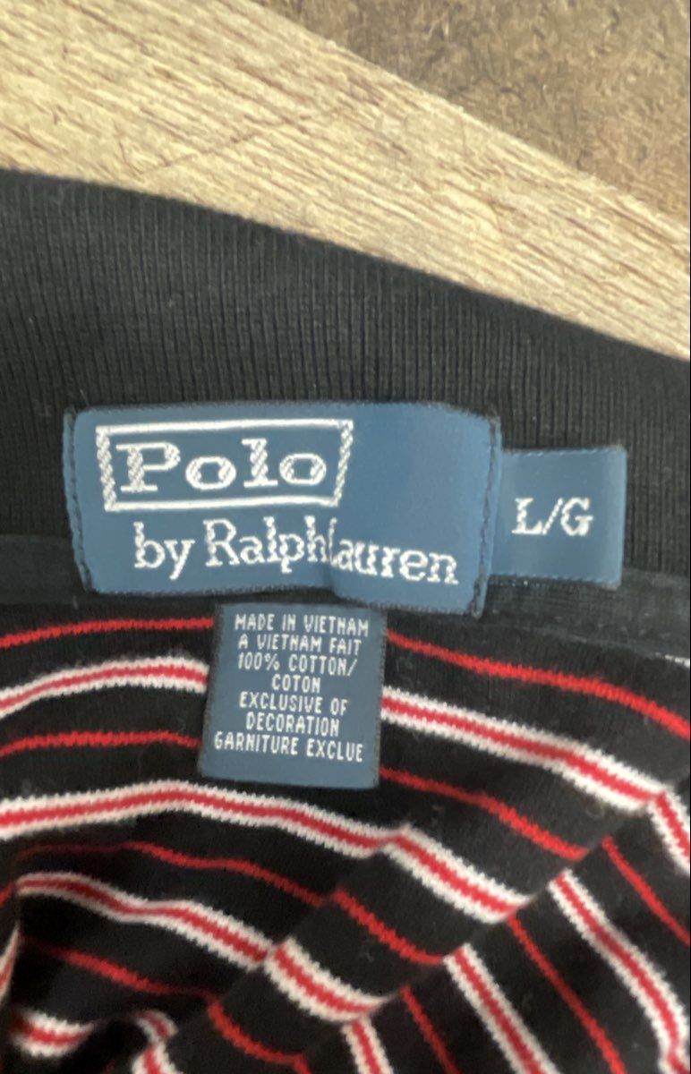 Polo Ralph Lauren Men's Black Red White Striped Short Sleeve Polo Shirt Sz L