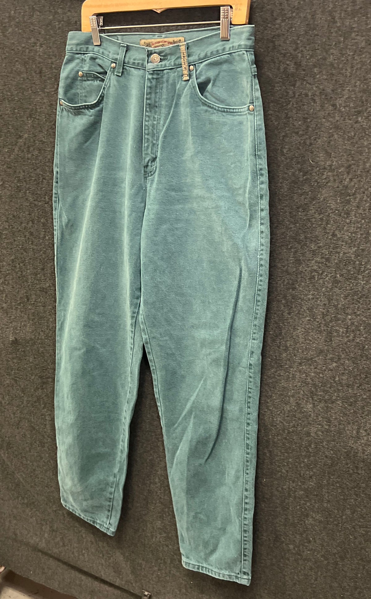 Vintage 90s Levis 900 Series Green Mom Jeans High Rise Made in USA Sz 14