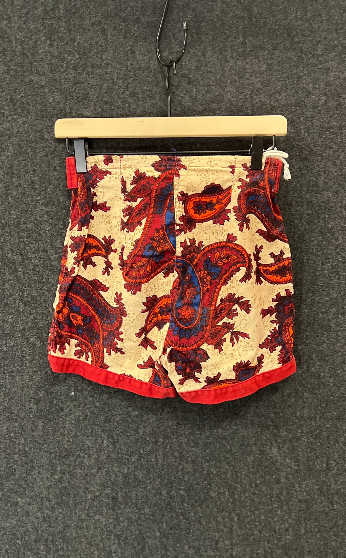 Robert Bruce Seafarer Boys Paisley Lace Up Swim Trunks Vintage 70s Sz 18