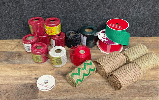 Vintage J&P Coats Knit Cro-Sheen Burlap Ribbon Craft Lot 3 Lbs New Old Stock