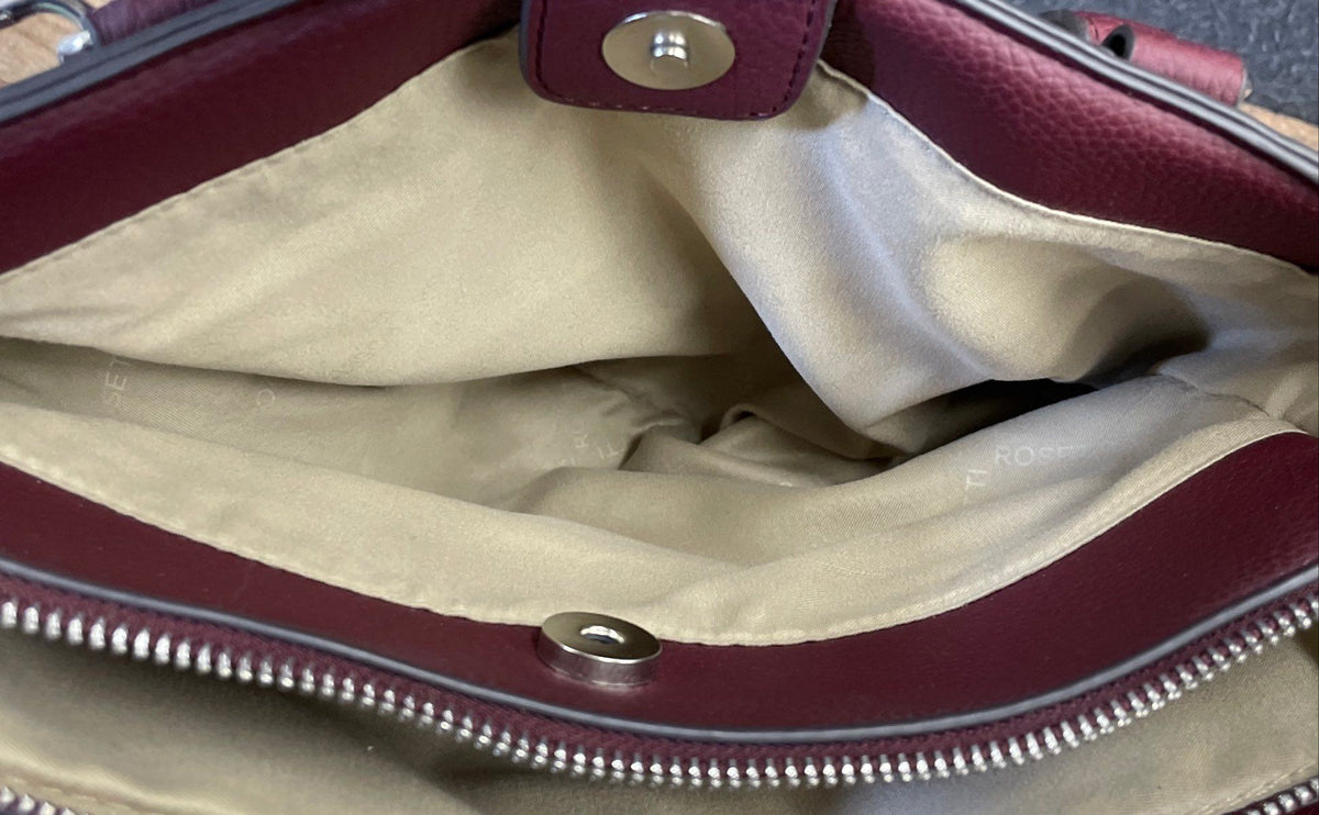 Rosetti Burgundy Floral Embroidered Satchel Crossbody Bag Silver Hardware