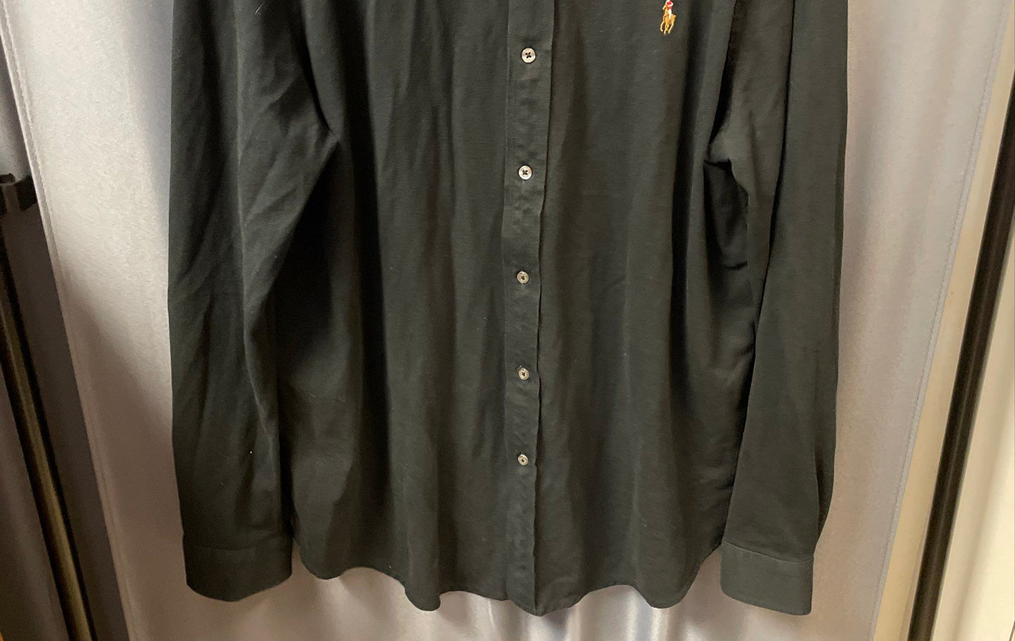 Ralph Lauren Men's Black Knit Oxford Long Sleeve Button Down Shirt Size XXL